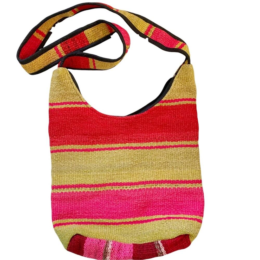 Tricolor Woven Stripe Boho Shoulder Bag